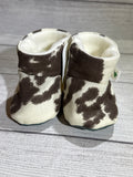 Brown Cowhide Boots with a Turquoise Sole (6-9 months)
