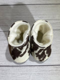 Brown Cowhide Boots with a Turquoise Sole (6-9 months)