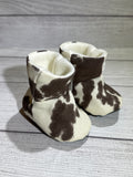 Brown Cowhide Boots with a Turquoise Sole (6-9 months)