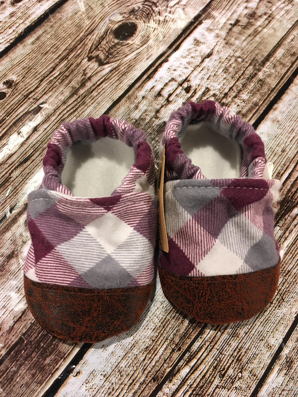 Purple /Gray Plaid with Leather Toe (9-12 months)