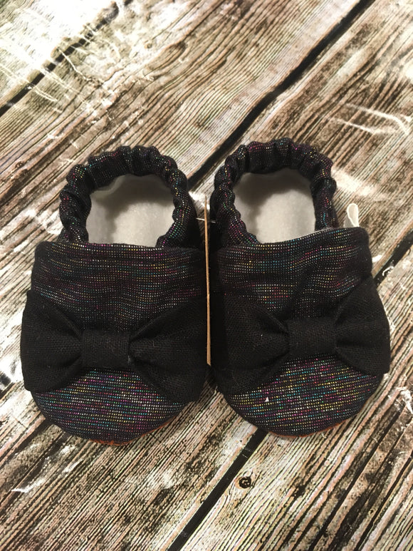 Black Rainbow Shimmer with Black Bow (3-6 months)