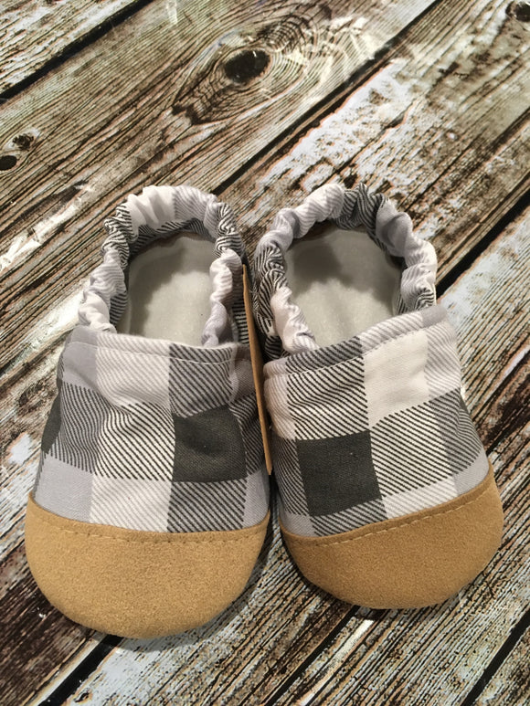 Gray Plaid with Tan Suede Toe (9-12 months)